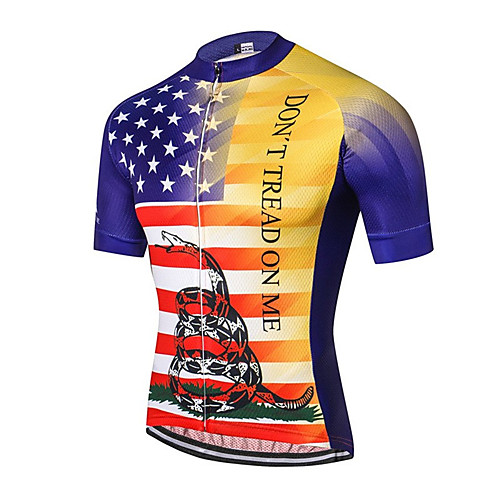 

21Grams American / USA National Flag Men's Short Sleeve Cycling Jersey - RedBlue Bike Top UV Resistant Breathable Quick Dry Sports Terylene Mountain Bike MTB Road Bike Cycling Clothing Apparel