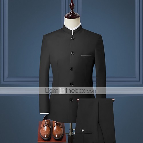

Tuxedos Tailored Fit / Standard Fit Mandarin Single Breasted More-button Cotton Blend / Cotton / Polyester Solid Colored