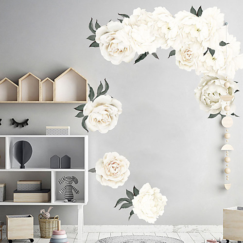 

White Beautiful Flowers Wall Stickers - Words &ampamp Quotes Wall Stickers Characters Study Room / Office / Dining Room / Kitchen 6040cm
