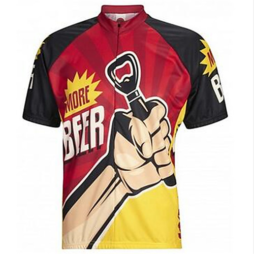 

21Grams Men's Short Sleeve Cycling Jersey Red / Yellow Oktoberfest Beer Bike Top Mountain Bike MTB Road Bike Cycling UV Resistant Breathable Quick Dry Sports Clothing Apparel / Micro-elastic