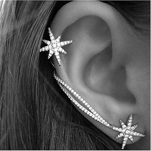 

Women's Ear Cuff Hollow Out Snowflake Stylish Simple Earrings Jewelry Silver For Daily Work 2pcs