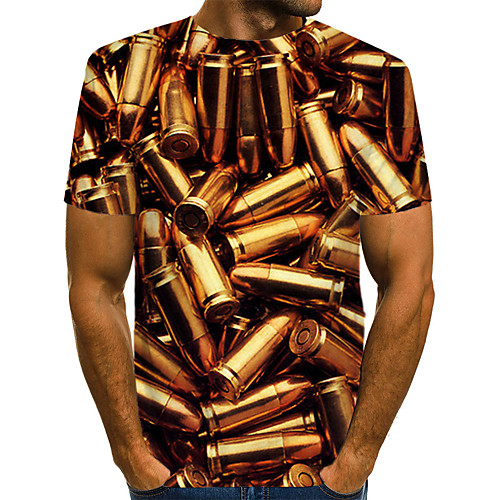 

Men's T shirt Graphic 3D Print Short Sleeve Daily Wear Tops Streetwear Exaggerated Gold