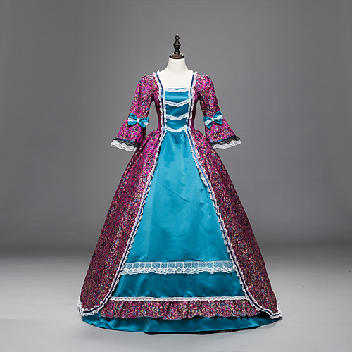 

Princess Maria Antonietta Floral Style Rococo Victorian Renaissance Vacation Dress Dress Party Costume Masquerade Prom Dress Women's Costume Fuchsia Vintage Cosplay Christmas Halloween Party / Evening