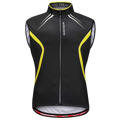 

WOSAWE Men's Sleeveless Cycling Vest Black / Yellow Bike Vest / Gilet Jersey Reflective Strips Back Pocket Sweat-wicking Sports Reactive Print Mountain Bike MTB Road Bike Cycling Clothing Apparel