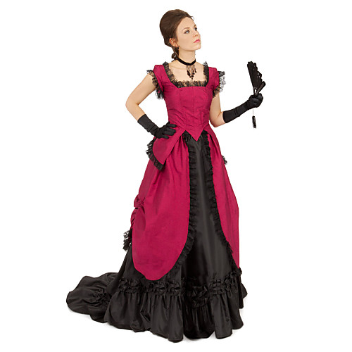

Duchess Victorian 1910s Edwardian Vacation Dress Dress Party Costume Masquerade Prom Dress Women's Costume Black / Red Vintage Cosplay Christmas Party Halloween Sleeveless Floor Length Ball Gown