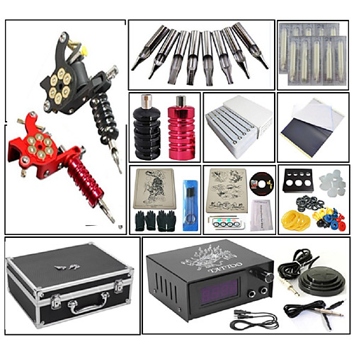 

Professional Tattoo Kit Tattoo Machine - 2 pcs Tattoo Machines, Dynamics Adjustable / Adjustable Voltage / Kits Cast Iron # 2 cast iron machine liner & shader / Coil Tattoo Machine