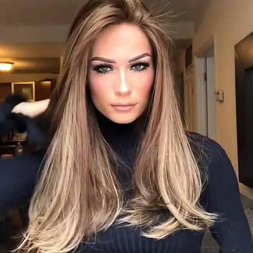 

Synthetic Wig Natural Straight Middle Part Wig Long Flaxen Synthetic Hair 22 inch Women's Party Brown