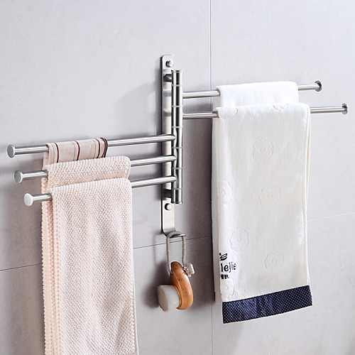 

Bathroom Towel Rack Rotatable Activity Towel Bar Stainless Steel Brushed Bathroom Storage Towel Rack