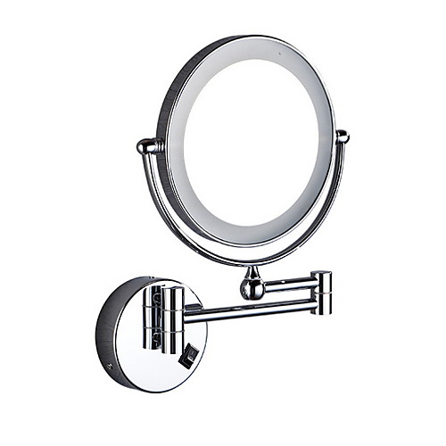 

Wall Mounted Makeup Mirror LED Lighted Double Sided 5X Magnification 360° Swivel Extendable Cosmetic Vanity Mirror for Bathroom Hotels, Powered by Plug