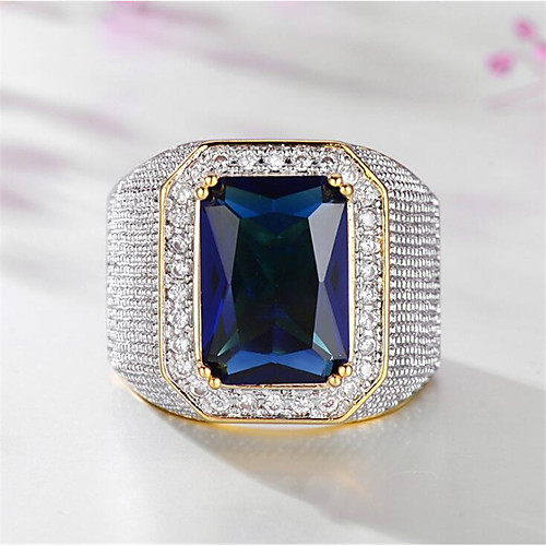 

Men's Ring Synthetic Aquamarine 1pc Gold Titanium Steel Geometric Stylish Party Gift Jewelry Classic Happy Cool