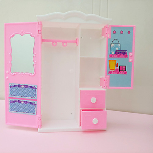 

Doll accessories Dollhouse Accessory Furniture Princess Mirrored Wardrobe Plastic For Barbie Doll with Clothes and Accessories for Girls' Birthday and Festival Gifts / Kid's