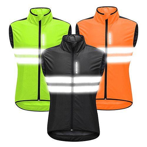 

WOSAWE Men's Sleeveless Cycling Vest Orange Green Black Bike Vest / Gilet Windbreaker Jersey Mountain Bike MTB Road Bike Cycling Windproof Reflective Strips Back Pocket Sports Clothing Apparel