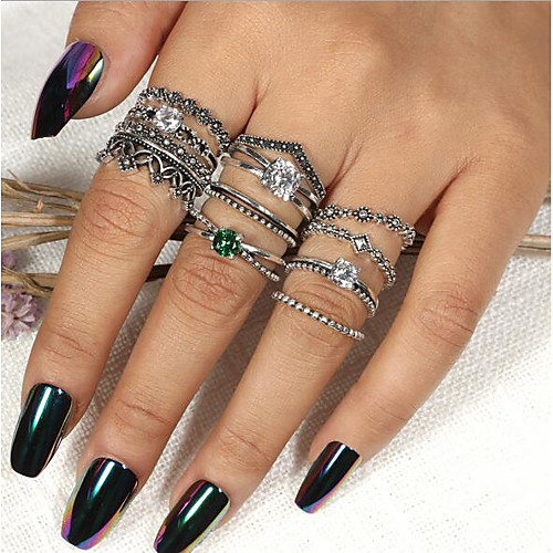 

Band Ring Vintage Style Silver Rhinestone Opal Alloy Bohemian Vintage Boho 12pcs / Women's / Ring Set