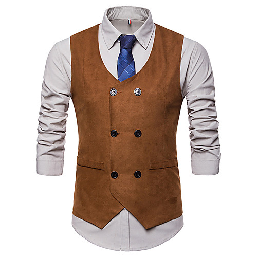 

100%Polyester Faux Suede Wedding / Daily Wear Vests / Work Solid Color / Solid Colored