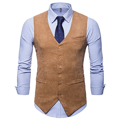 

Corduroy Wedding / Daily Wear Vests / Work Solid Color / Solid Colored