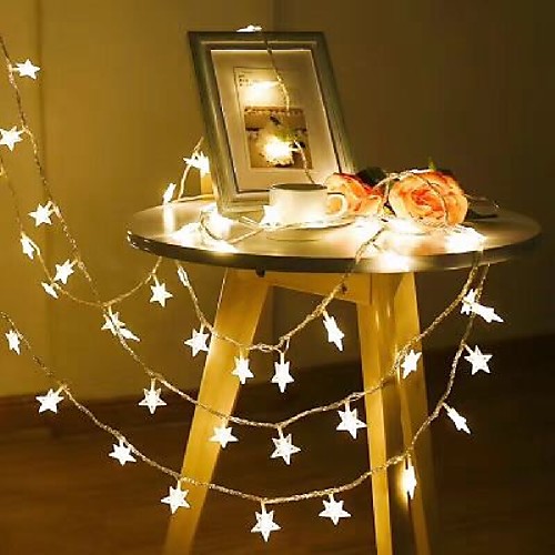 

2m 40 LEDs Star Shaped Theme String Fairy Lights Warm White Christmas Holiday Wedding Decoration Party Lighting 3 V 1pc