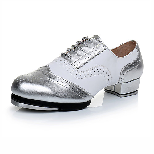 

Women's Dance Shoes Patent Leather Tap Shoes Heel Thick Heel Customizable Silver / Performance / Practice