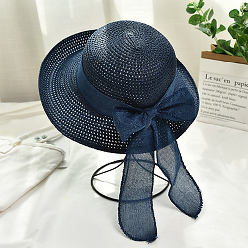 

Women's Active Basic Cute Straw Straw Hat Sun Hat-Color Block All Seasons Navy Blue Purple Khaki