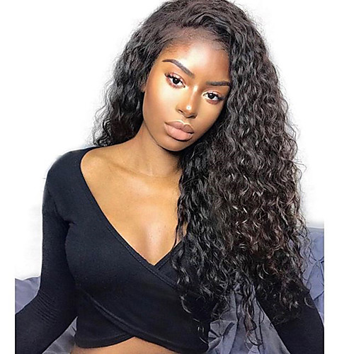 

Remy Human Hair Lace Front Wig Deep Parting style Brazilian Hair Water Wave Natural Wig 130% 150% 180% Density with Baby Hair Heat Resistant Natural Hairline With Bleached Knots Pre-Plucked Women's