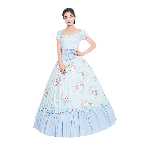 

Princess Maria Antonietta Floral Style Rococo Victorian Renaissance Vacation Dress Dress Party Costume Masquerade Prom Dress Women's Costume Blue Vintage Cosplay Christmas Halloween Party / Evening