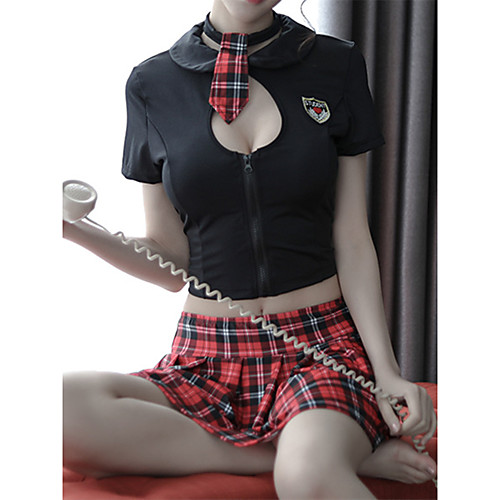 

Women's Uniforms & Cheongsams / Suits Nightwear - Peplum / Cut Out Color Block / Patchwork Black L XL XXL