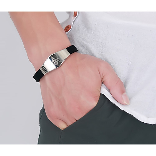 

Men's Hologram Bracelet Retro Faith Statement Punk Trendy Rock Colorful Titanium Steel Bracelet Jewelry Silver For Party Gift Daily Carnival Club