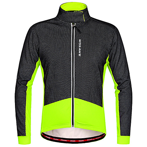 

WOSAWE Men's Cycling Jacket Bike Winter Fleece Jacket Top Thermal / Warm Waterproof Zipper Sports Polyester Fleece Winter Red black / Black / Green Mountain Bike MTB Road Bike Cycling Clothing Apparel