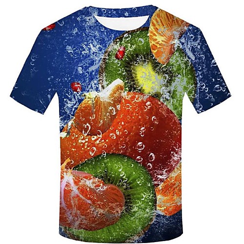 

Men's Plus Size 3D Graphic Print T-shirt Street chic Exaggerated Event / Party Casual Round Neck Rainbow / Short Sleeve