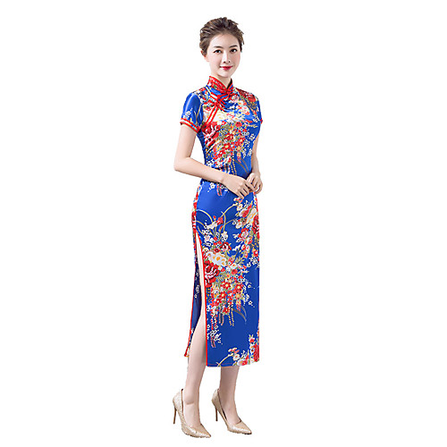 

Adults Women's Chinese Style Dress Chinese Style Cheongsam Qipao For Party & Evening Club Uniforms 100% Polyester Midi Cheongsam