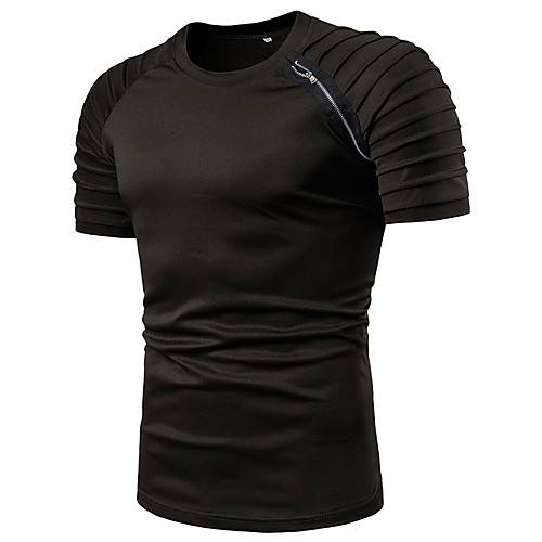 

Men's T shirt Graphic Solid Colored Patchwork Short Sleeve Casual Tops Cotton Basic White Black Army Green