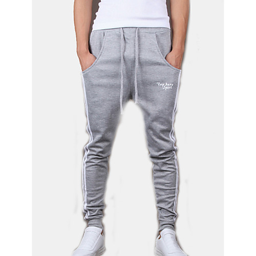 

Men's Sporty / Basic EU / US Size Chinos / wfh Sweatpants Pants - Solid Colored / Striped Stripe Cotton Blue Black Light gray XL XXL XXXL / Drawstring