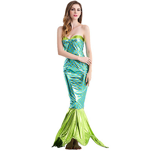 

The Little Mermaid Cosplay Costume Masquerade Adults' Women's Mermaid and Trumpet Gown Slip Halloween Christmas Halloween Carnival Festival / Holiday Polyster Green Carnival Costumes Holiday