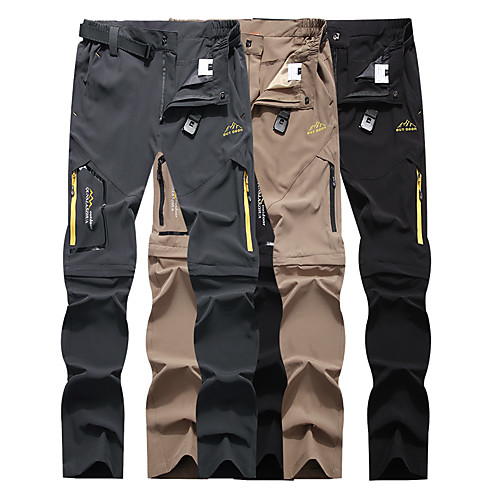 

Men's Hiking Pants Trousers Convertible Pants / Zip Off Pants Solid Color Summer Outdoor Waterproof Quick Dry Breathable Stretchy Elastane Pants / Trousers Bottoms Arm Green Dark Grey Black Khaki