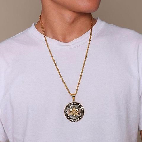 

Men's Pendant Necklace Classic Sculpture Eyes Fashion Hip Hop Titanium Steel Gold 60 cm Necklace Jewelry 1pc For Gift Daily