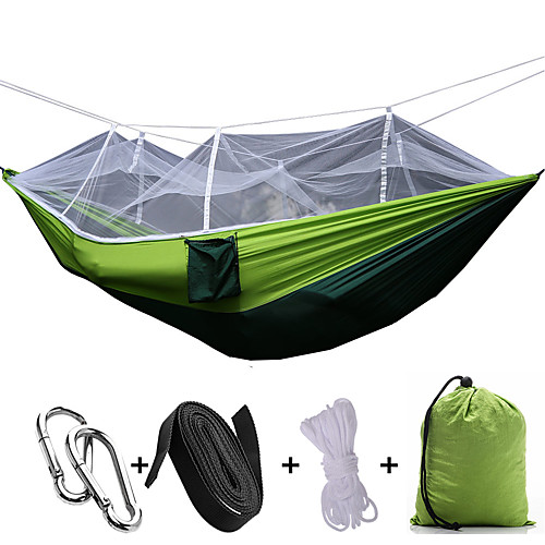 

Camping Hammock with Mosquito Net Outdoor Portable Anti-Mosquito Ultra Light (UL) Parachute Nylon with Carabiners and Tree Straps for 2 person Camping Camping / Hiking / Caving Outdoor Dark Green