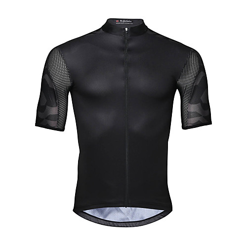 

ILPALADINO Men's Short Sleeve Cycling Jersey Elastane Black Bike Jersey Top Road Bike Cycling UV Resistant Quick Dry Moisture Wicking Sports Clothing Apparel