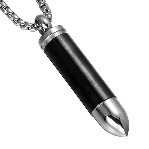 

Personalized Customized Necklace Titanium Steel Gift Daily Cylinder 1pcs Black