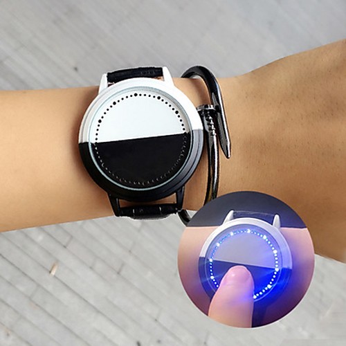 

Men's Digital Watch Digital Leather Black / White LED Light Casual Watch Digital Casual Fashion - Black White
