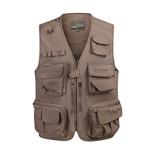 

Men's Fishing Vest Outdoor Breathable Mesh Multi-Pockets Quick Dry Lightweight Vest / Gilet Summer Fishing Photography Camping & Hiking Army Green Blue Khaki / Cotton / Sleeveless / Solid Colored