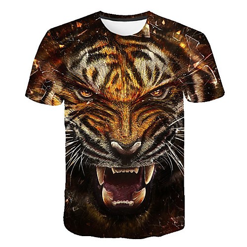 

Men's 3D Print T-shirt Daily Round Neck Brown / Short Sleeve