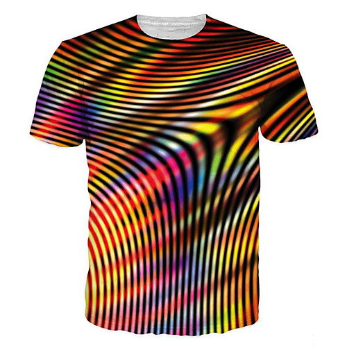 

Men's T shirt Graphic Geometric 3D Plus Size Print Short Sleeve Going out Tops Rock Punk & Gothic Black