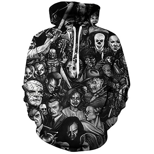 

Men's 3D Graphic Print Hoodies & Sweatshirts Basic Exaggerated Street Casual / Daily Black