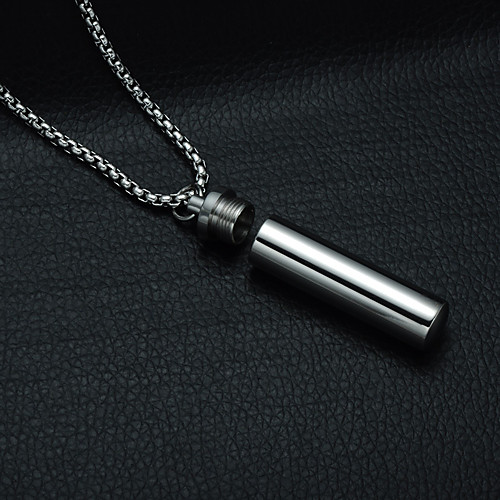 

Personalized Customized Necklace Titanium Steel Gift Daily Cylinder 1pcs Silver