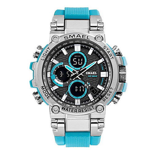 

SMAEL Men's Sport Watch Military Watch Quartz Silicone Black / Blue / Silver 30 m Creative Luminous New Design Analog - Digital Casual Outdoor Minimalist - Blue Black / White Rose Gold Two Years