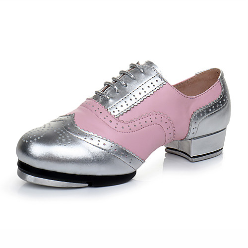 

Girls' Dance Shoes Faux Leather Tap Shoes Heel Thick Heel Customizable Silver / Performance / Practice