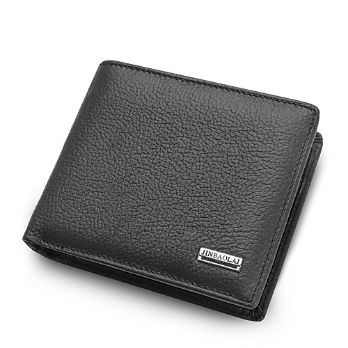 

Men's Cowhide Wallet Solid Color Black / Coffee