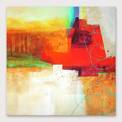 

Oil Painting Hand Painted Square Abstract Modern Stretched Canvas