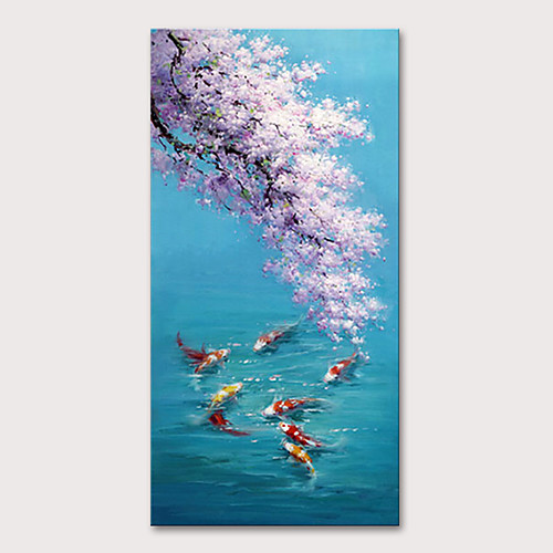 

Oil Painting Hand Painted Vertical Animals Floral / Botanical Modern Rolled Canvas (No Frame)