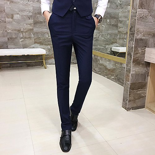 

Men's Basic Dress Pants Chinos Pants - Solid Colored Wine Black Purple M / L / XL