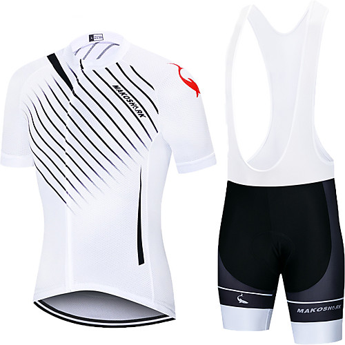 

Men's Short Sleeve Cycling Jersey with Bib Shorts White Black Stripes Bike Clothing Suit Breathable Moisture Wicking Quick Dry Anatomic Design Sports Lycra Stripes Mountain Bike MTB Road Bike Cycling